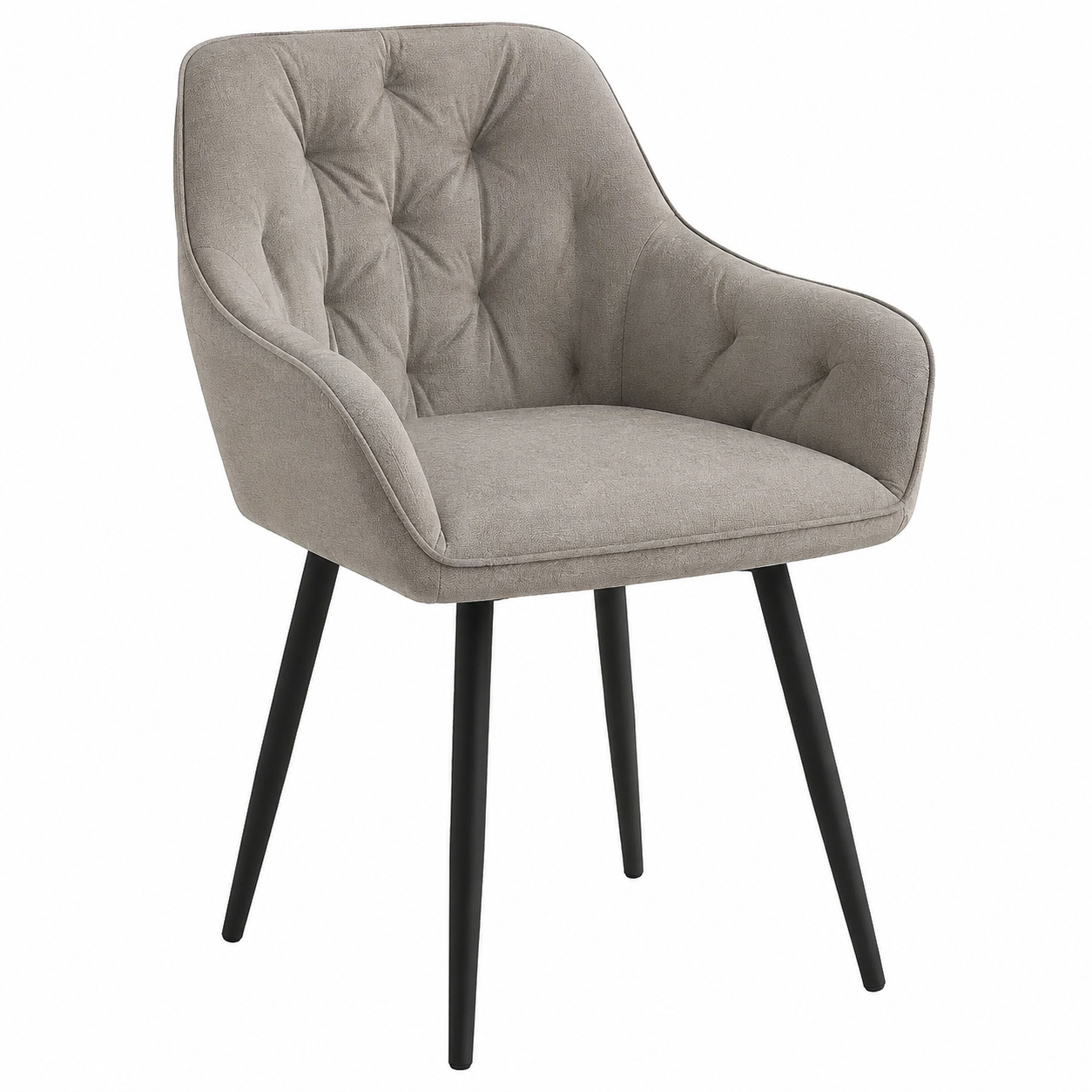 Chaise élégante de salle à manger avec accoudoirs - velours gris clair/noir