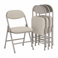 Ensemble de 4 chaises pliantes en métal avec dossier capitonné, couleur crème