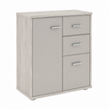 Buffet de rangement moderne avec tiroirs et portes, finition blanc mat