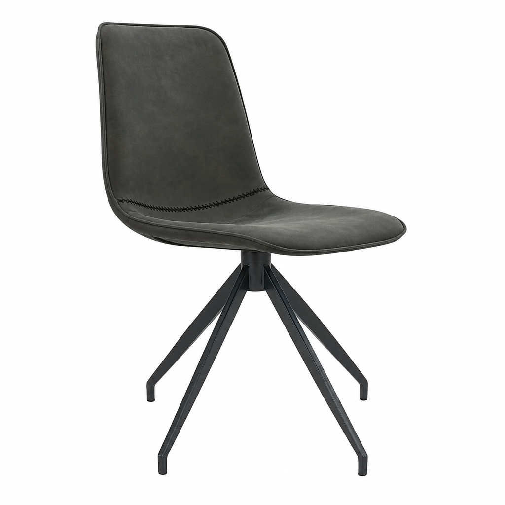 Lot de 2 chaises modernes en tissu et métal - Gris anthracite