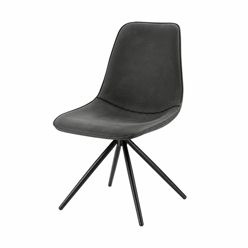 Lot de 2 chaises modernes en tissu et métal - Gris anthracite