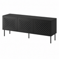 Buffet bas en bois noir avec portes sculptées 150 cm
