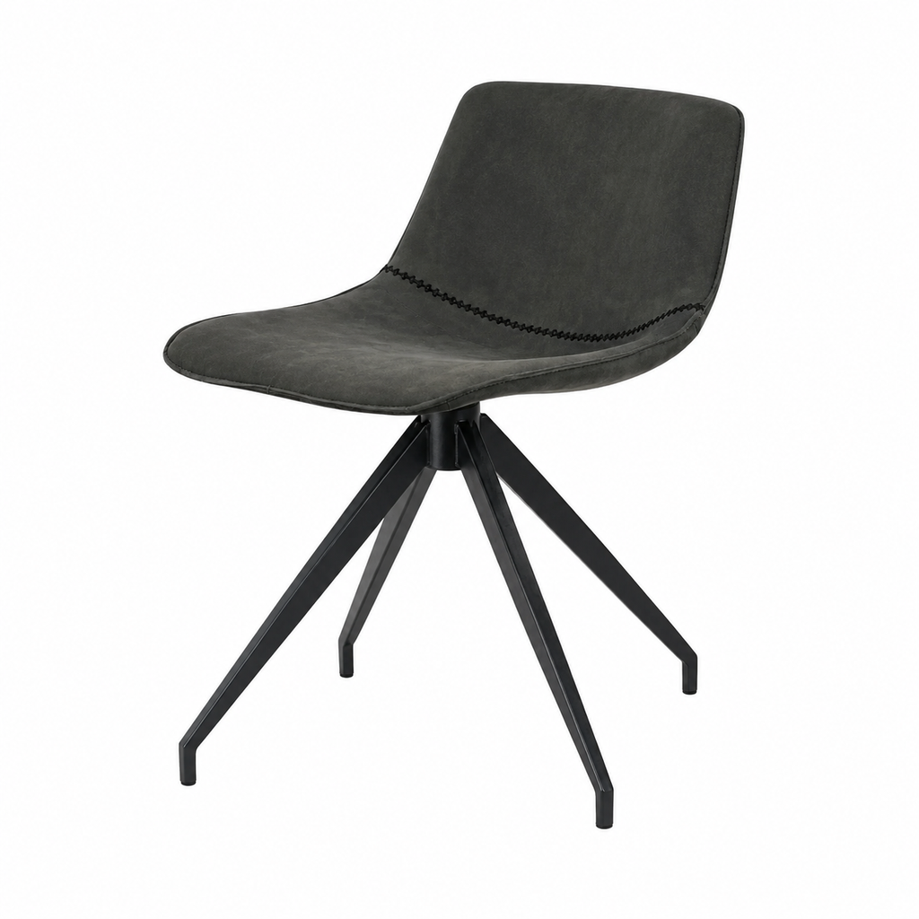 Lot de 2 chaises modernes en tissu et métal - Gris anthracite