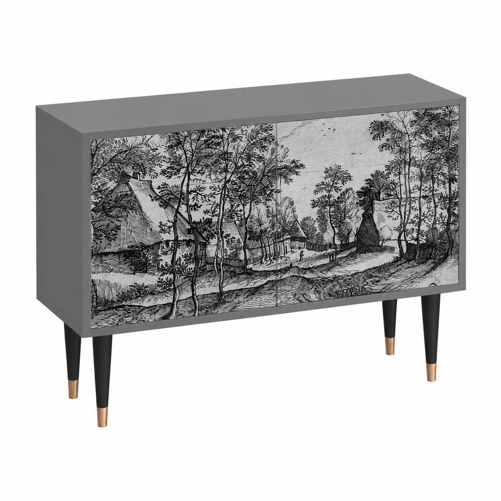 Buffet de Rangement en Bois Gris - Dimensions 115x85x48 cm