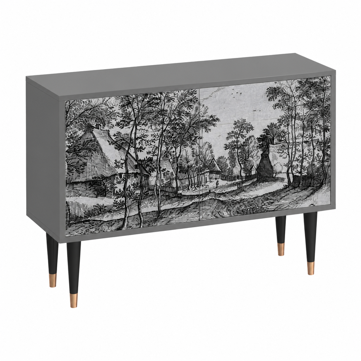 Buffet de Rangement en Bois Gris - Dimensions 115x85x48 cm
