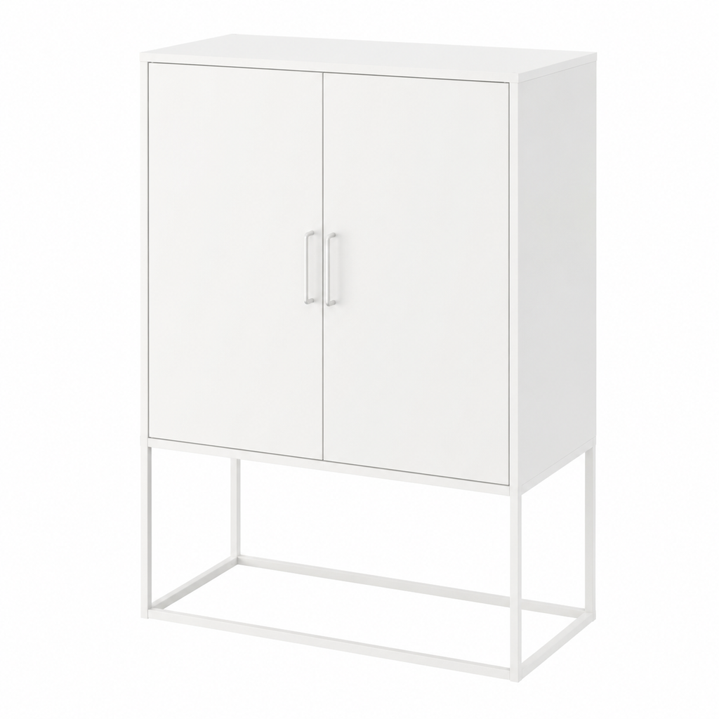 Buffet blanc moderne avec rangement sécurisé pour salon