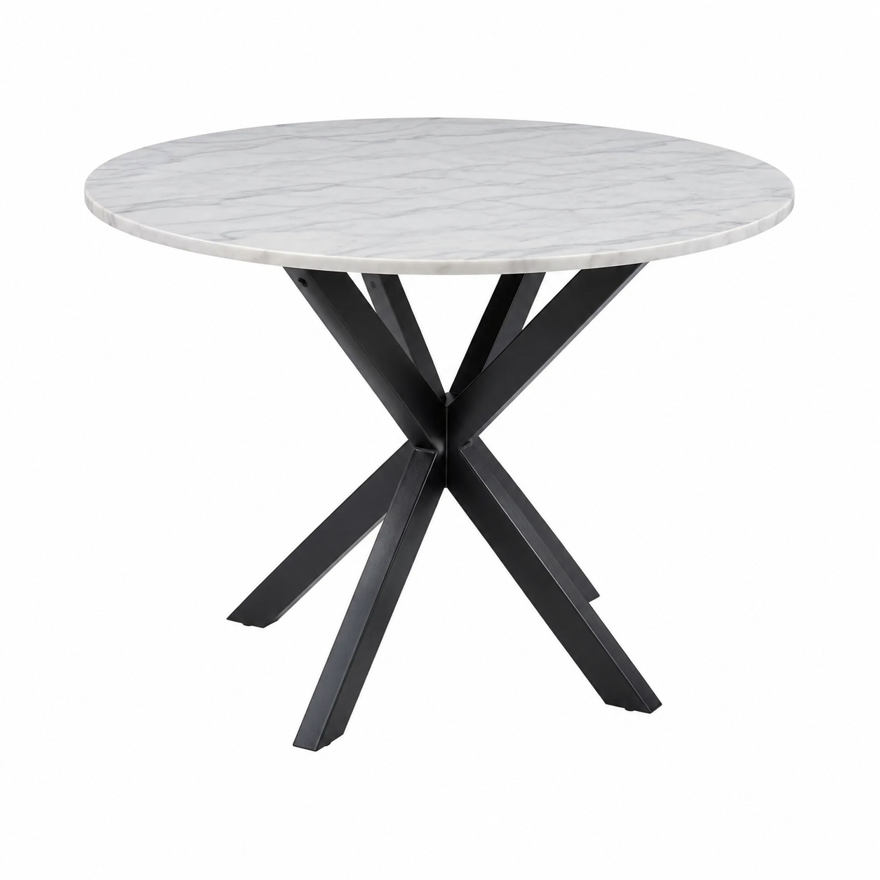 Table à manger ronde en marbre blanc pour 4 personnes