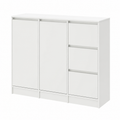 Buffet de rangement blanc avec portes et tiroirs pour salon