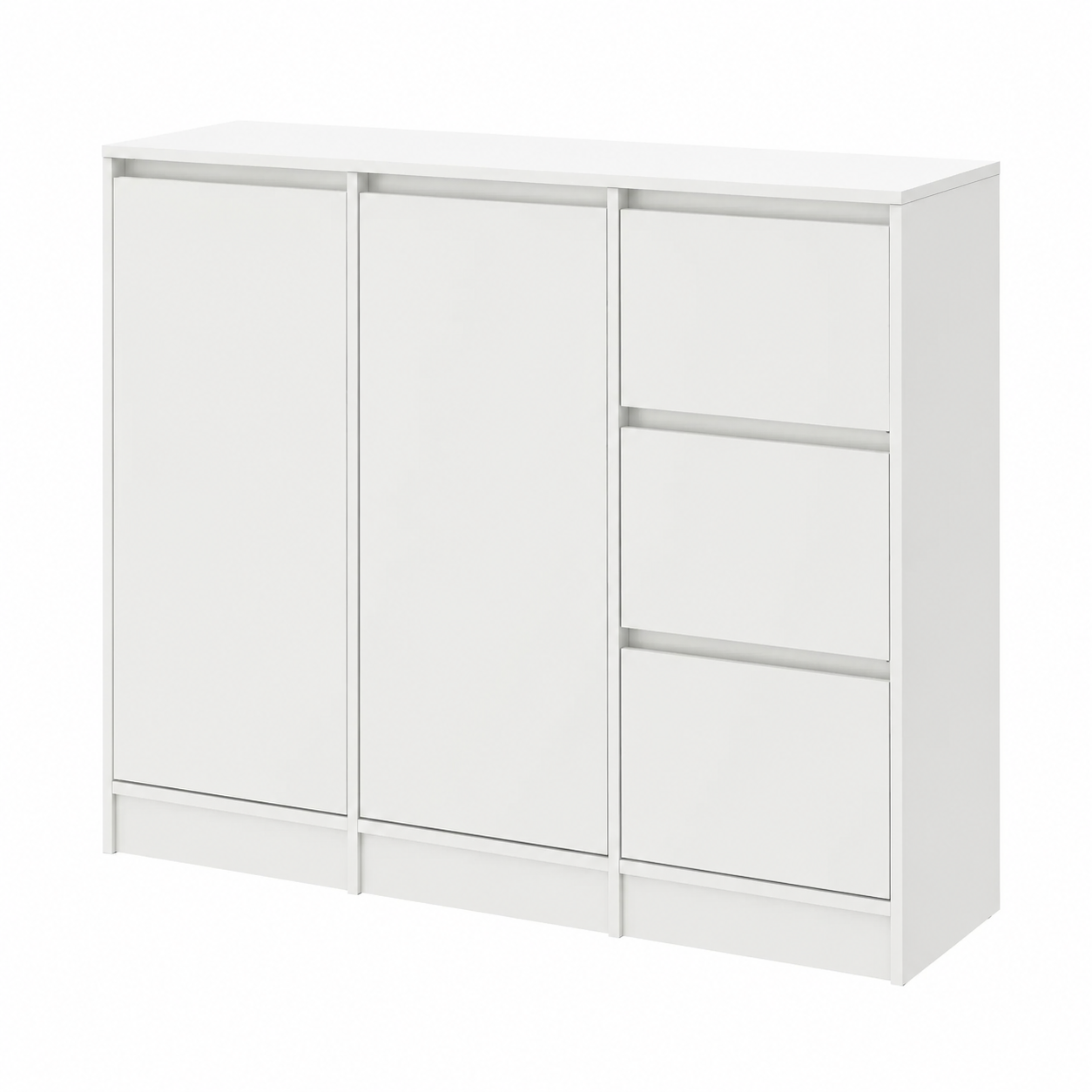 Buffet de rangement blanc avec portes et tiroirs pour salon