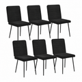 Lot de 6 chaises en velours noir pour salle à manger