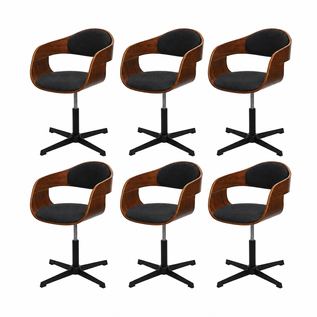Ensemble de 6 chaises de salle à manger en tissu noir