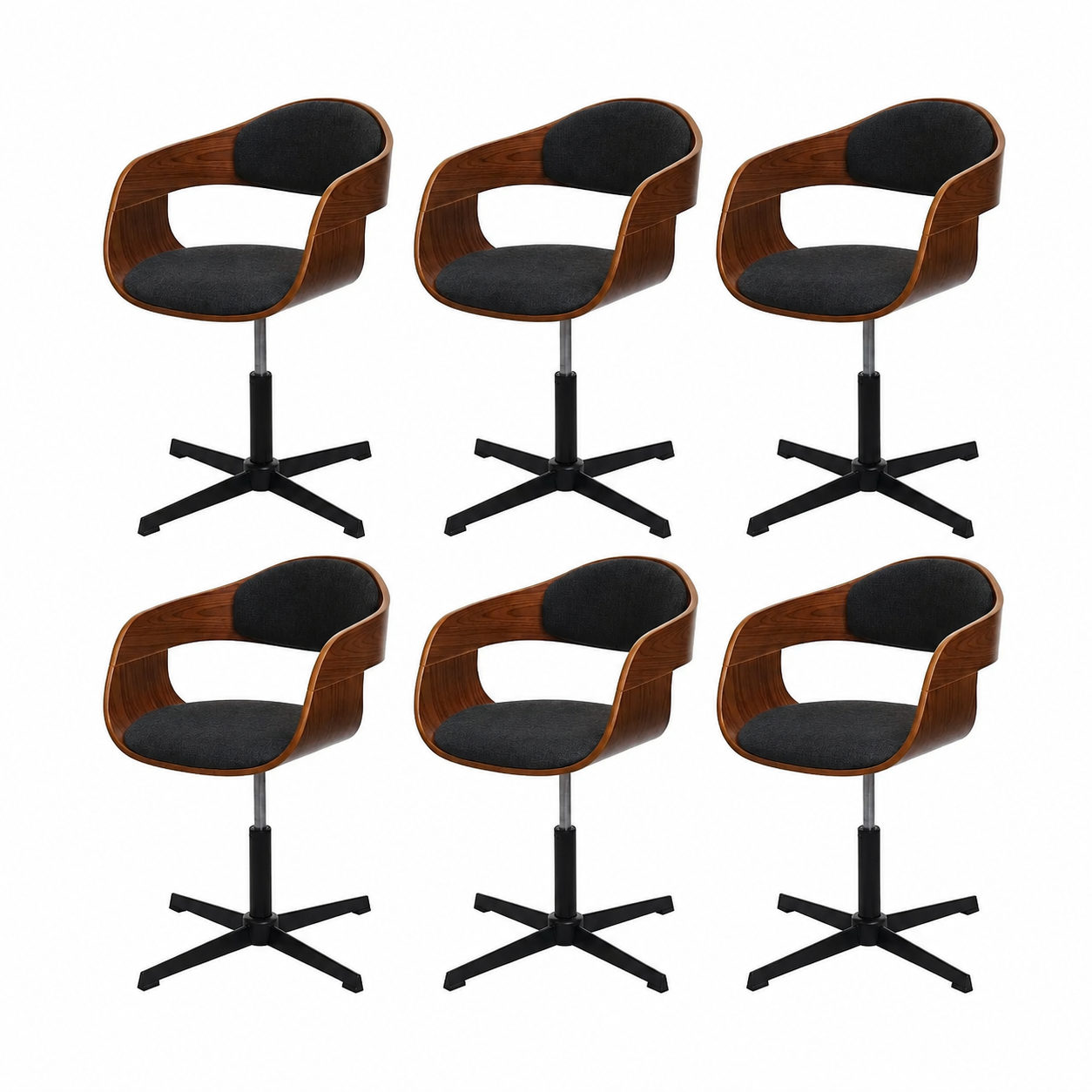 Ensemble de 6 chaises de salle à manger en tissu noir