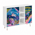 Buffet en bois laqué blanc - 125x98x48 cm