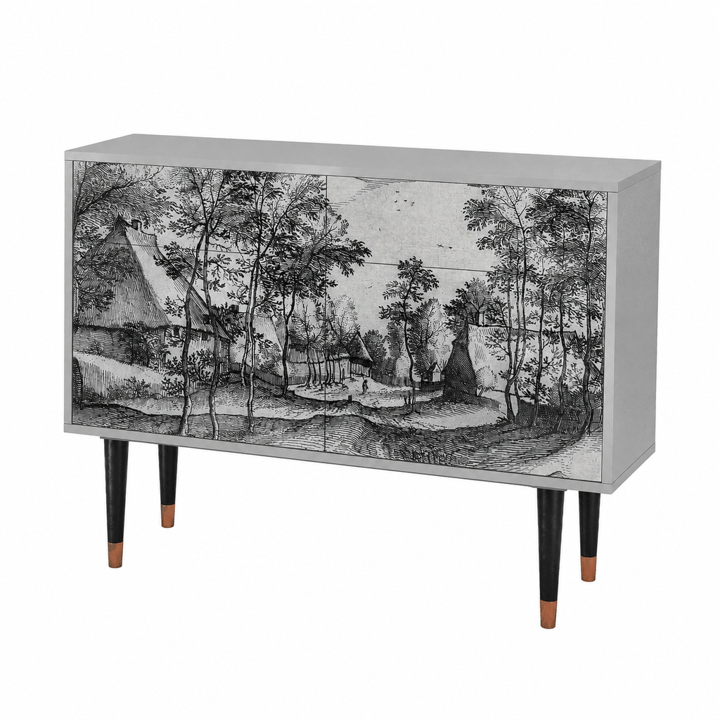 Buffet de Rangement en Bois Gris - Dimensions 115x85x48 cm