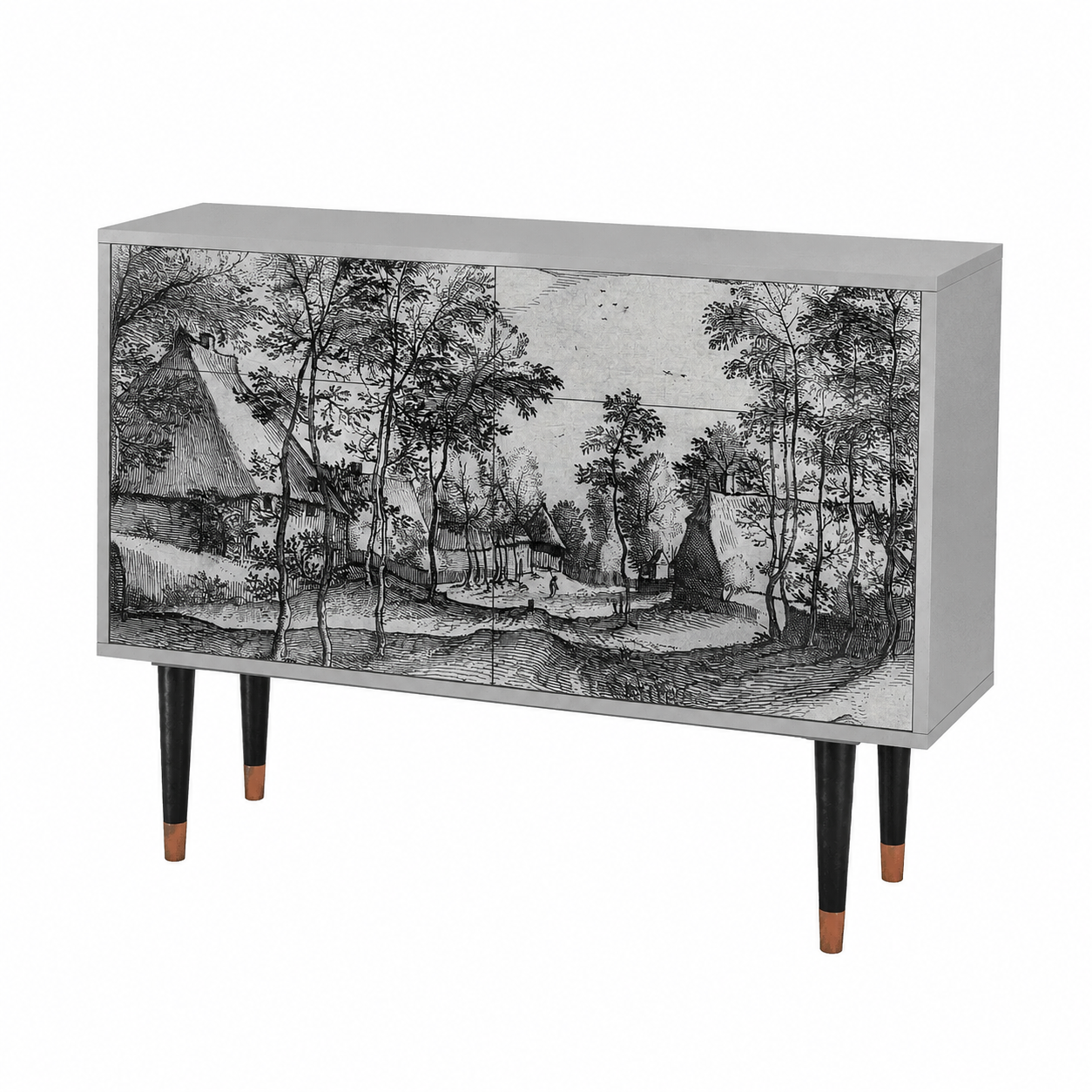 Buffet de Rangement en Bois Gris - Dimensions 115x85x48 cm