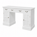 Bureau à double piédestal moderne, blanc, 140 x 48 x 80 cm