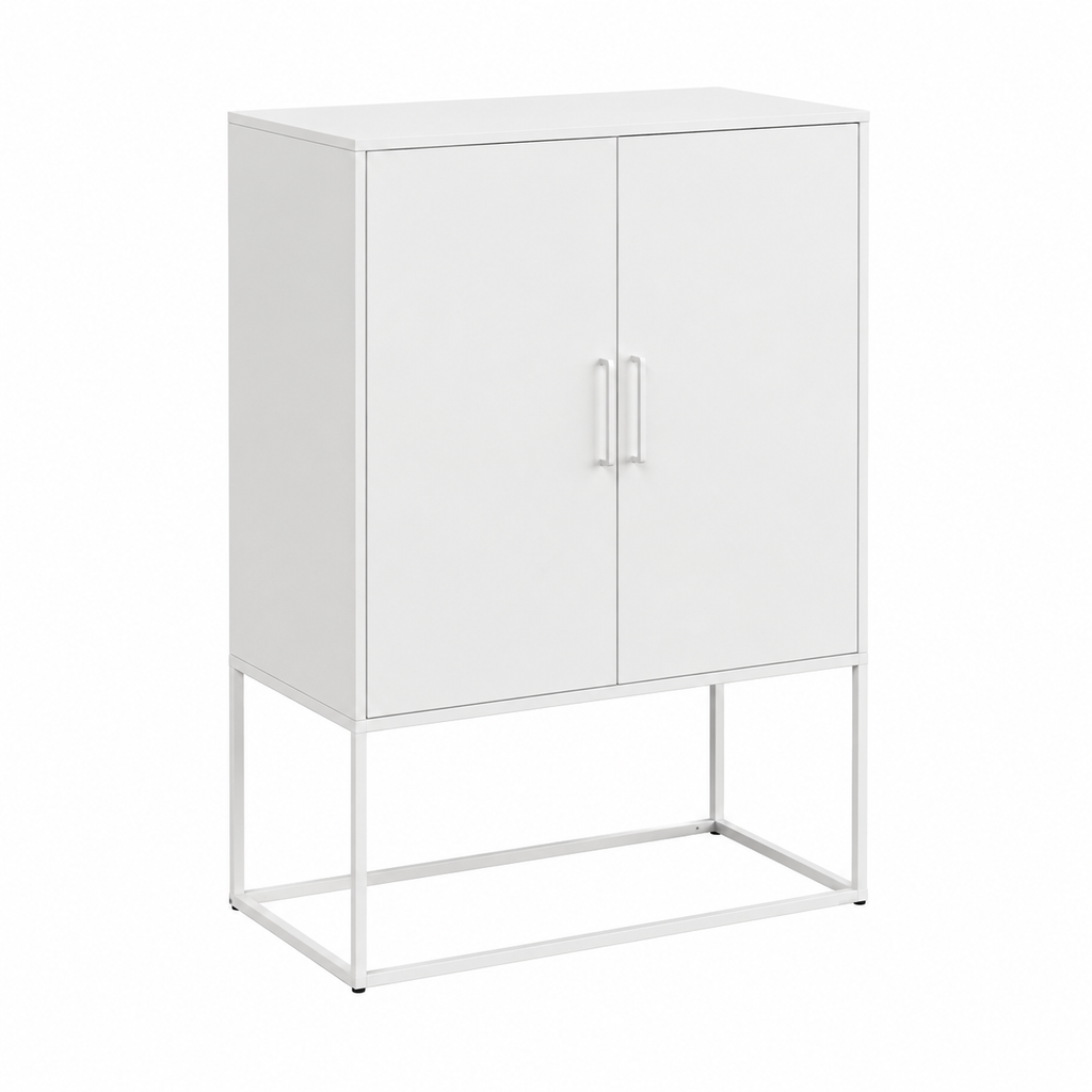 Buffet blanc moderne avec rangement sécurisé pour salon