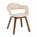 Chaise de salle à manger beige/marron en bois et similicuir élégant