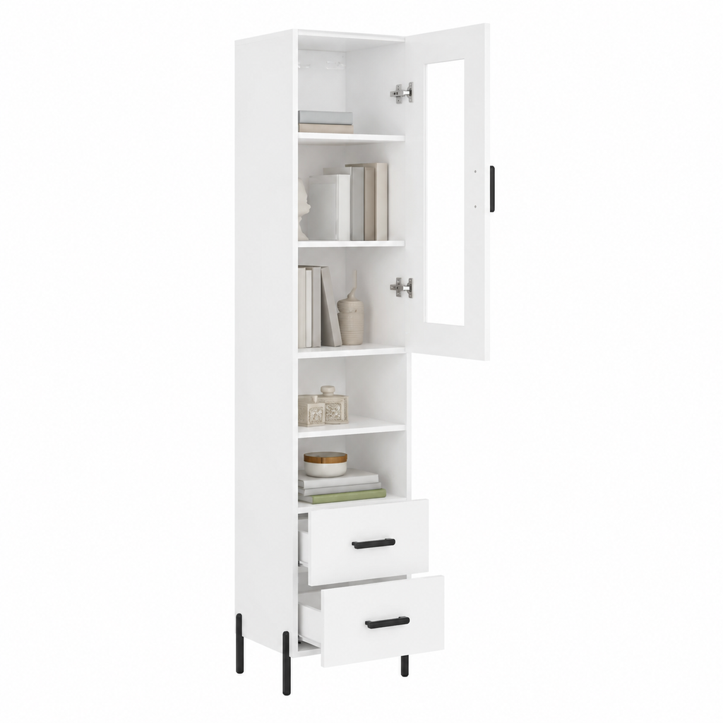 Armoire haute blanche en bois d'ingénierie 34,5x34x180 cm