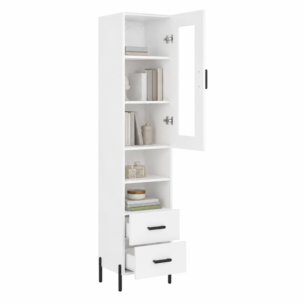 Armoire haute blanche en bois d'ingénierie 34,5x34x180 cm