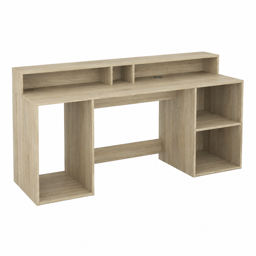Bureau moderne avec éclairage LED intégré en bois chêne