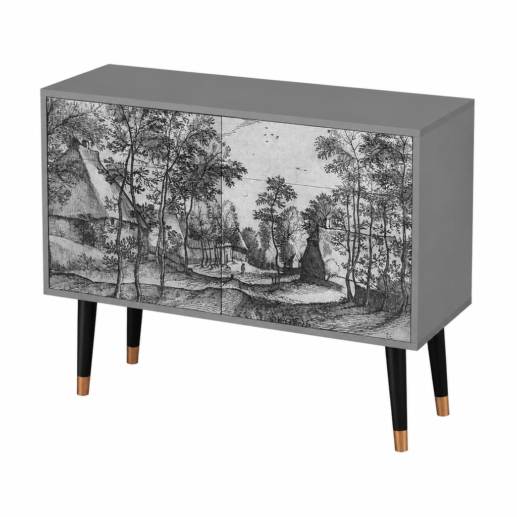 Buffet de Rangement en Bois Gris - Dimensions 115x85x48 cm
