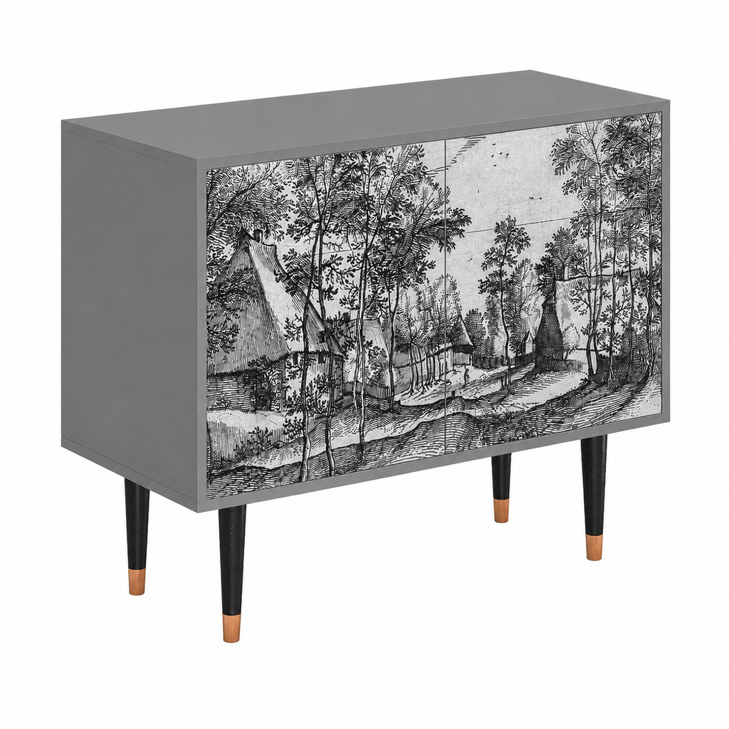 Buffet de Rangement en Bois Gris - Dimensions 115x85x48 cm