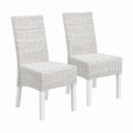 Lot de 2 chaises de salle à manger en rotin et bois de manguier