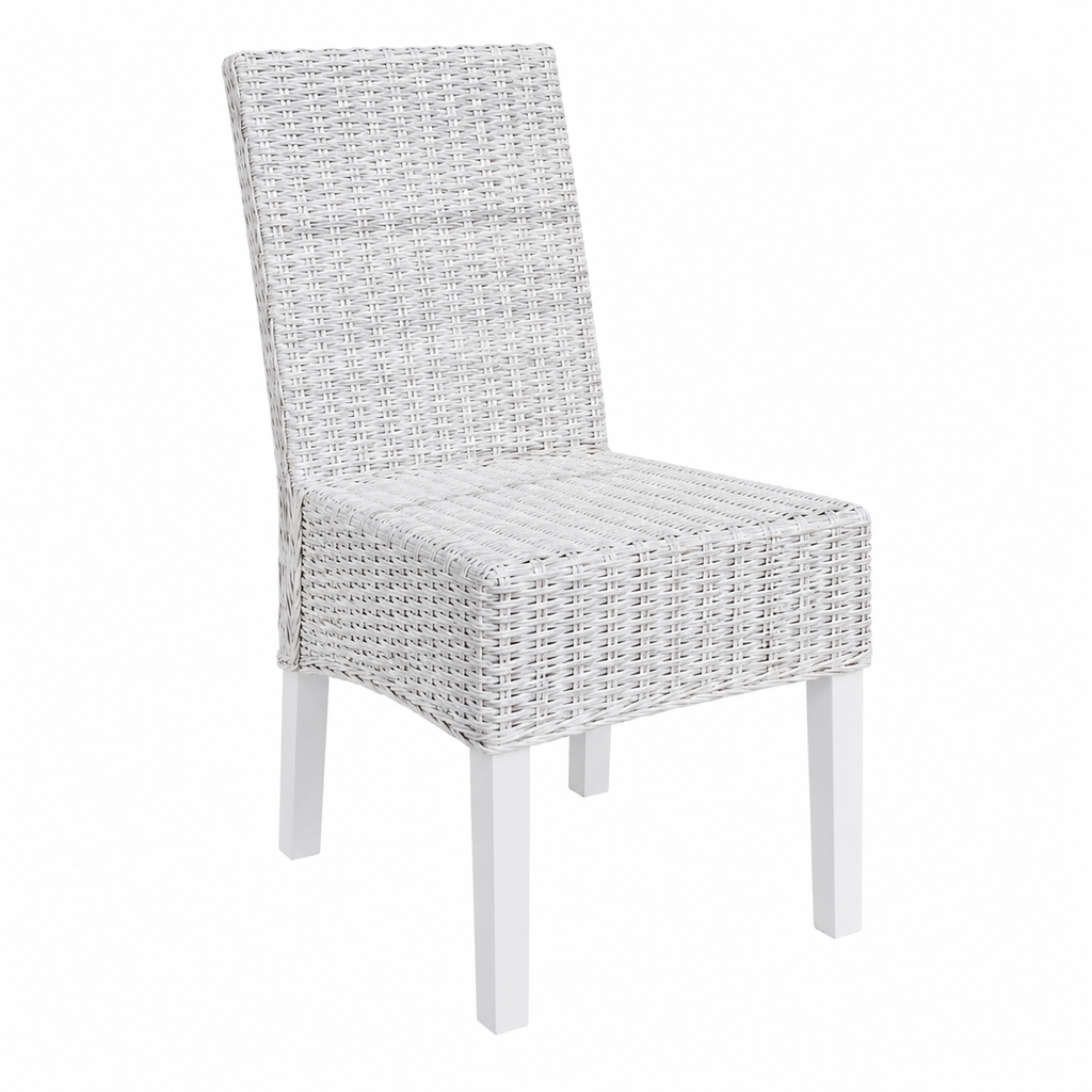 Lot de 2 chaises de salle à manger en rotin et bois de manguier