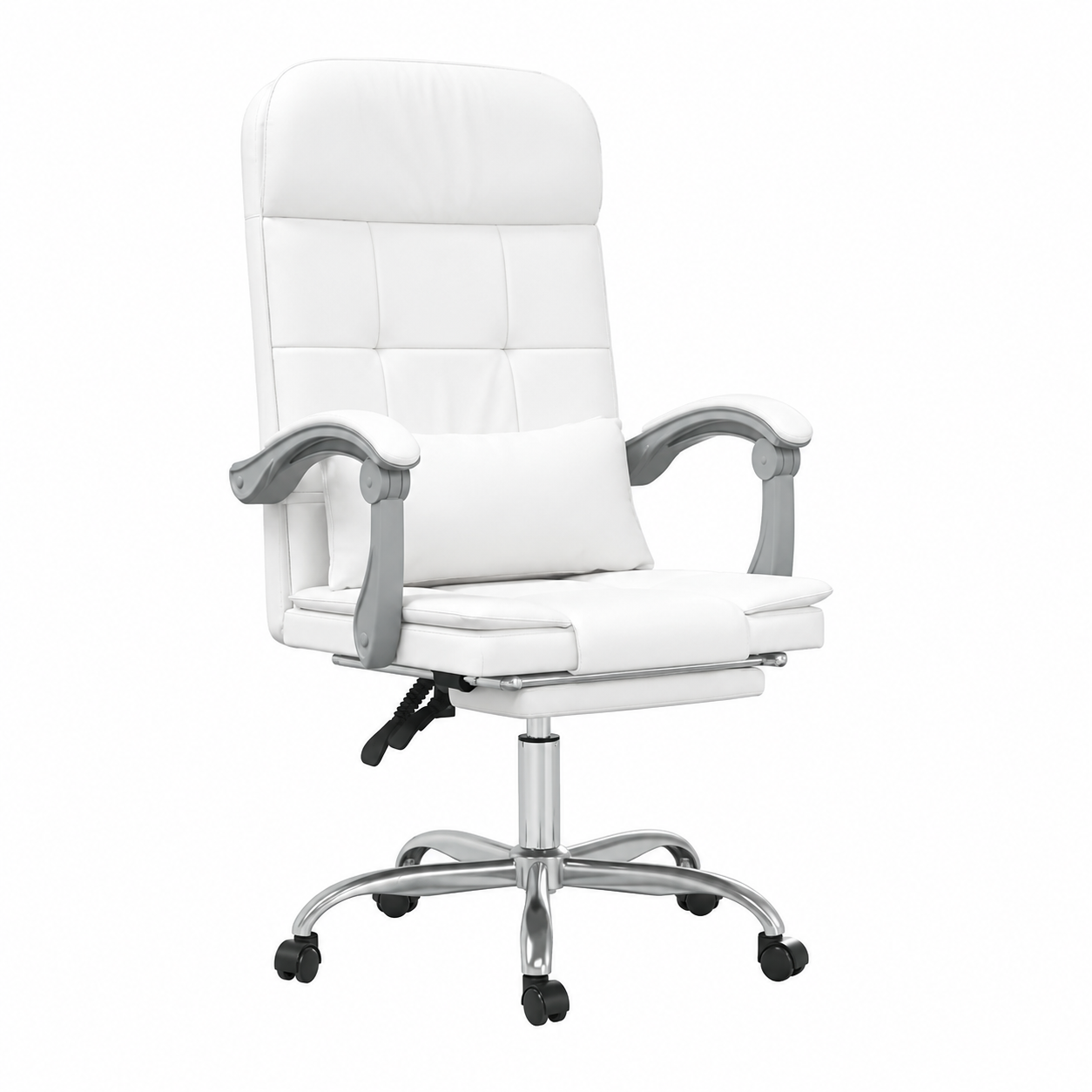 Fauteuil de massage ergonomique inclinable en simili cuir blanc
