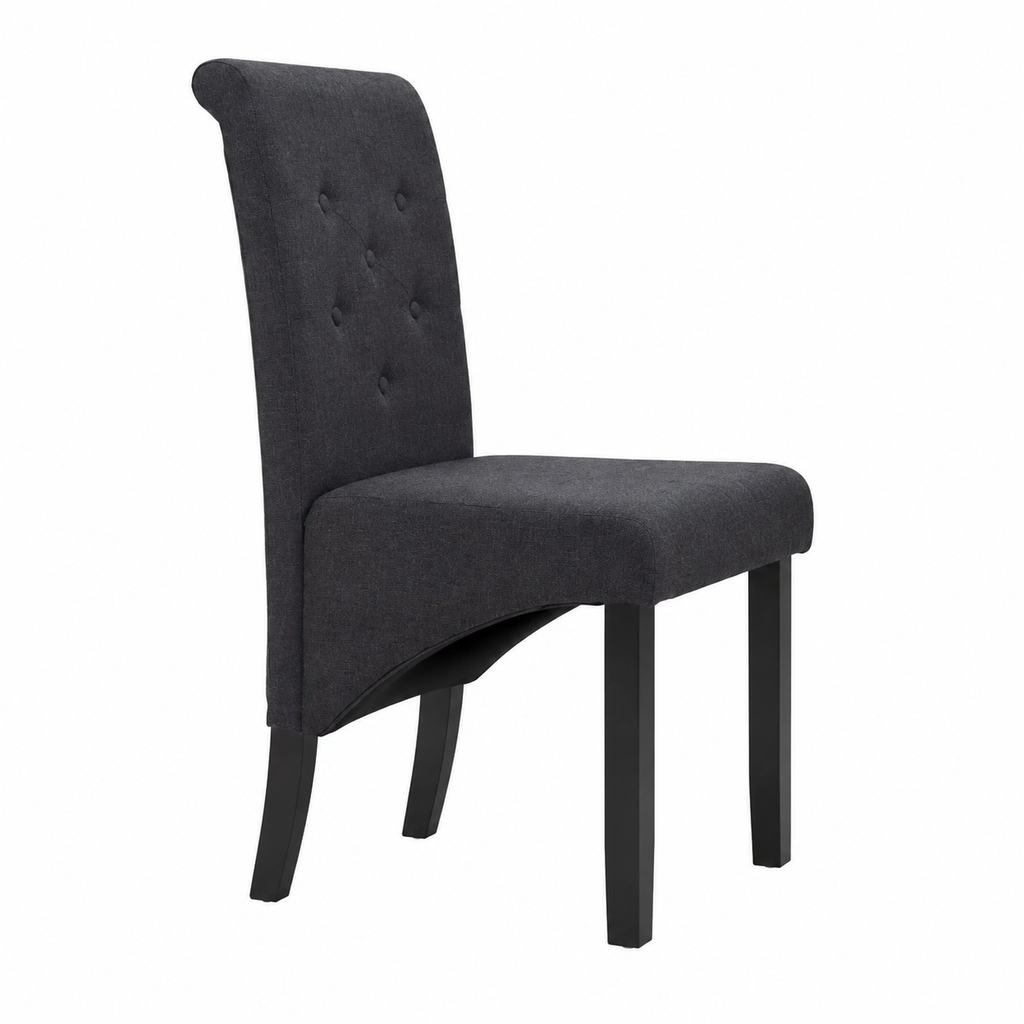 Lot de 4 chaises de salle à manger en tissu noir