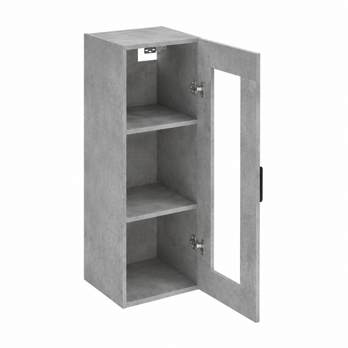 Armoire de rangement murale gris béton, étagères ajustables