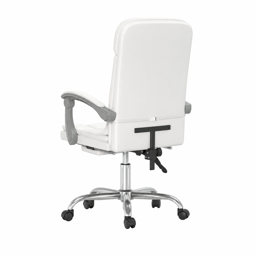 Fauteuil de massage ergonomique inclinable en simili cuir blanc